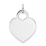 14k White Gold Plain .013 Gauge Engravable Heart 22x18mm Disc Charm