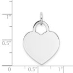 14k White Gold Plain .018 Gauge Engravable Heart 22x18mm Disc Charm - Image 3