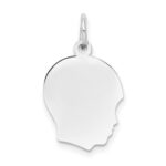 14k White Gold Plain Medium.011 Depth Facing Right Engravable Boy Charm