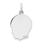 14k White Gold Plain Medium.035 Depth Facing Right Engravable Boy Charm - Image 3