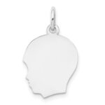 14k White Gold Plain Medium.018 Depth Facing Left Engravable Boy Charm
