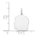 14k White Gold Plain Medium.018 Depth Facing Left Engravable Girl Charm - Image 3