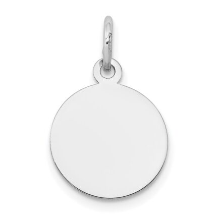14K White Gold Plain .018 Gauge Round Engravable 12mm Disc Charm