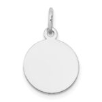 14K White Gold Plain .027 Gauge Round Engravable 12mm Disc Charm