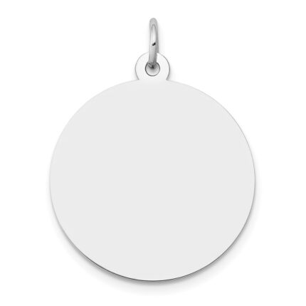 14K White Gold Plain .018 Gauge Round Engravable 22mm Disc Charm