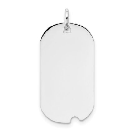 14k White Gold Plain .009 Gauge Engravable 25x13mm Dog Tag with Notch Disc Charm
