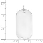 14k White Gold Plain .027 Gauge Engravable 30x16mm Dog Tag with Notch Disc Charm - Image 3