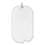 14k White Gold Plain .018 Gauge Engravable 36x19mm Dog Tag with Notch Disc Charm