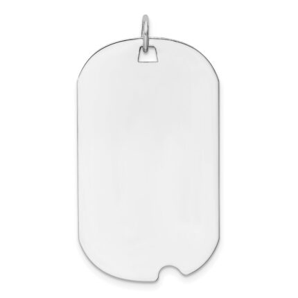 14k White Gold Plain .011 Gauge Engravable 36x19mm Dog Tag with Notch Disc Charm