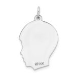 14k White Gold Plain Medium.018 Depth Facing Right Engravable Boy Charm - Image 3