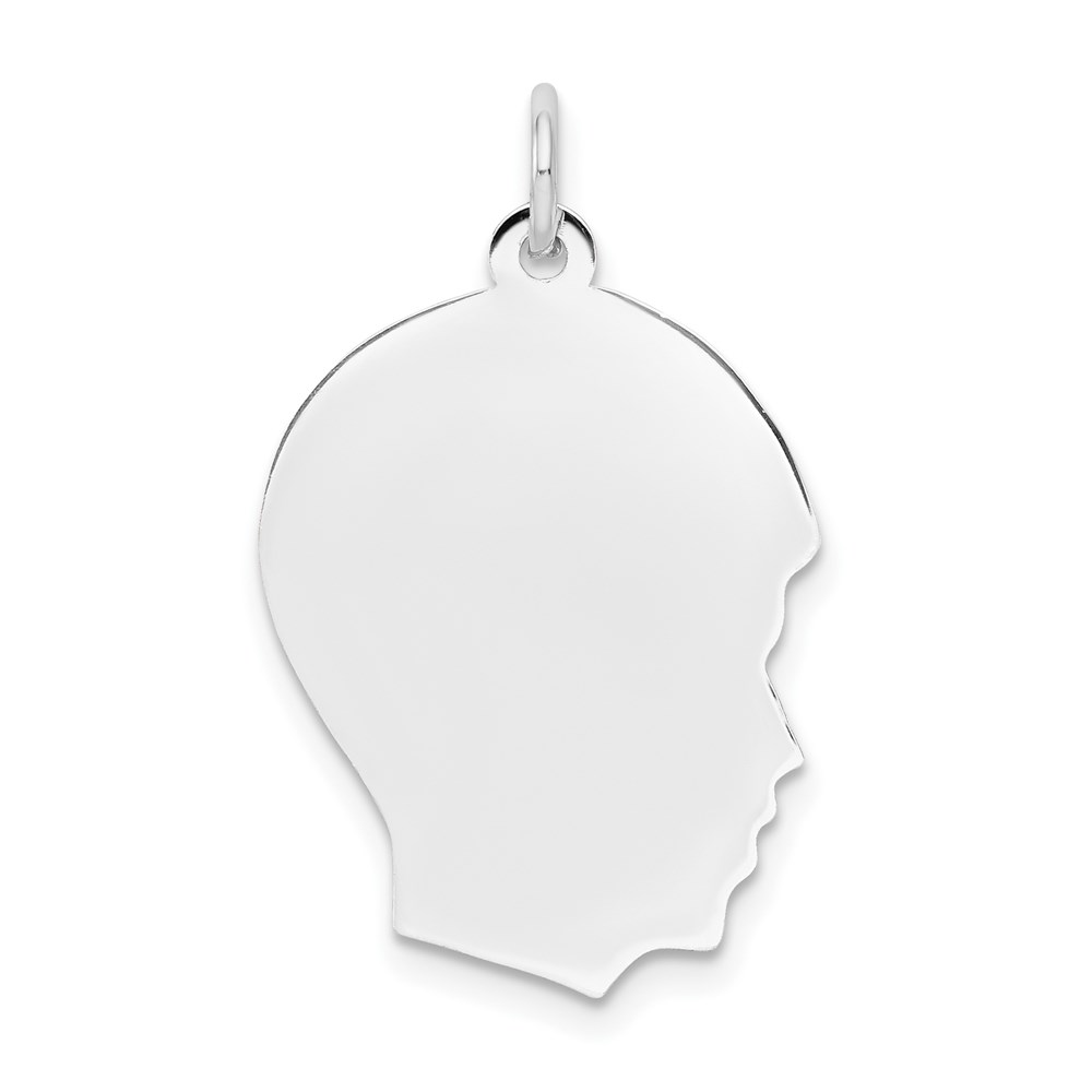 XWM59_18-6.jpg 14k White Gold Plain Medium.035 Depth Facing Right Engravable Boy Charm - Image 1
