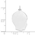 14k White Gold Plain Medium.009 Depth Facing Right Engravable Boy Charm - Image 4