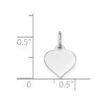 14K White Gold Plain .018 Gauge Engravable Heart 10x10mm Disc Charm - Image 3