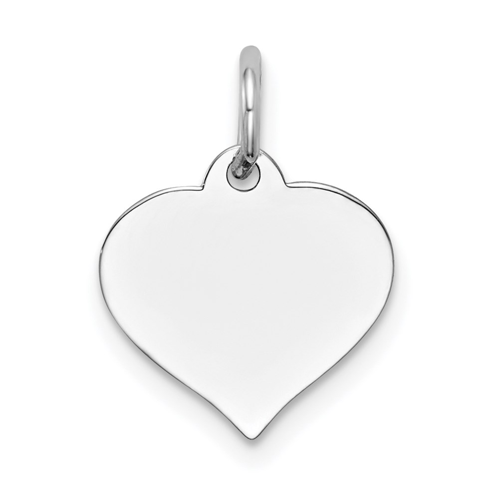 XWM601_18-3.jpg 14K White Gold Plain .013 Gauge Engravable Heart 14x12mm Disc Charm - Image 1
