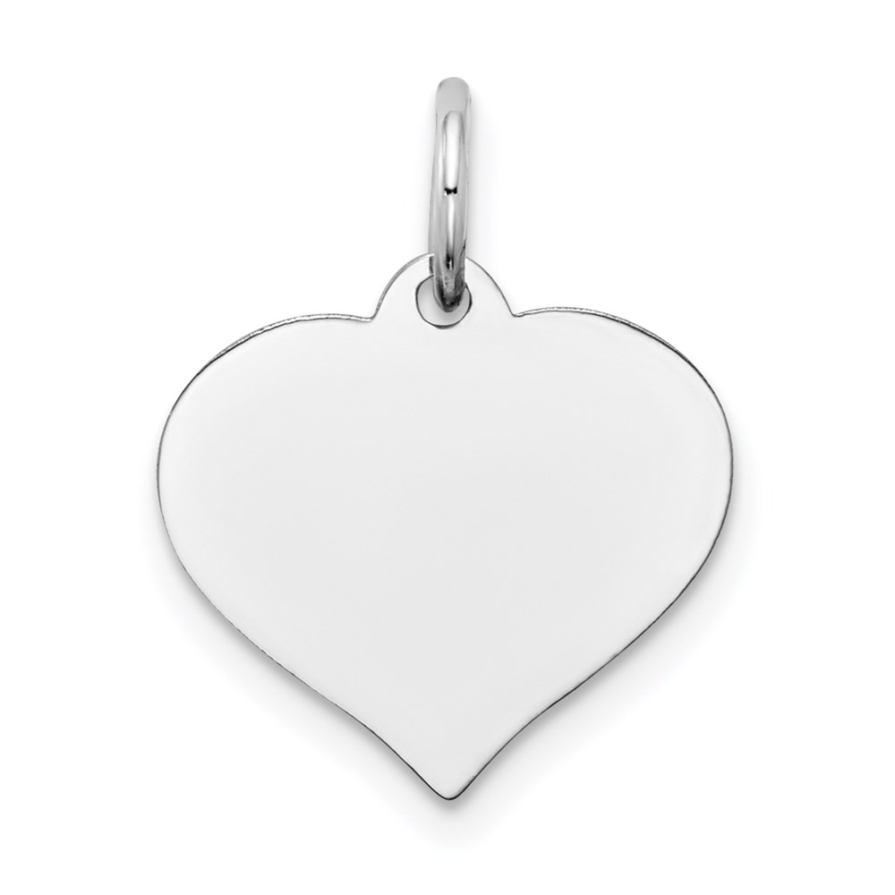 XWM602_18-1.jpg 14K White Gold Plain .011 Gauge Engravable Heart 15x14mm Disc Charm - Image 1