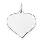 14K White Gold Plain .018 Gauge Engravable Heart 16x17mm Disc Charm