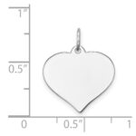 14K White Gold Plain .018 Gauge Engravable Heart 16x17mm Disc Charm - Image 3