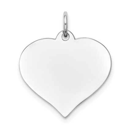 14K White Gold Plain .018 Gauge Engravable Heart 20x18mm Disc Charm