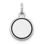 14k White Gold with Black Enamel Edge .027 Gauge Round Engravable 13mm Disc Charm