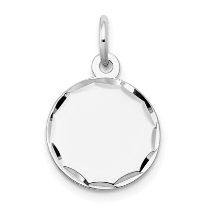 14k White Gold Etched Edge .009 Gauge Engraveable Round 13mm Disc Charm