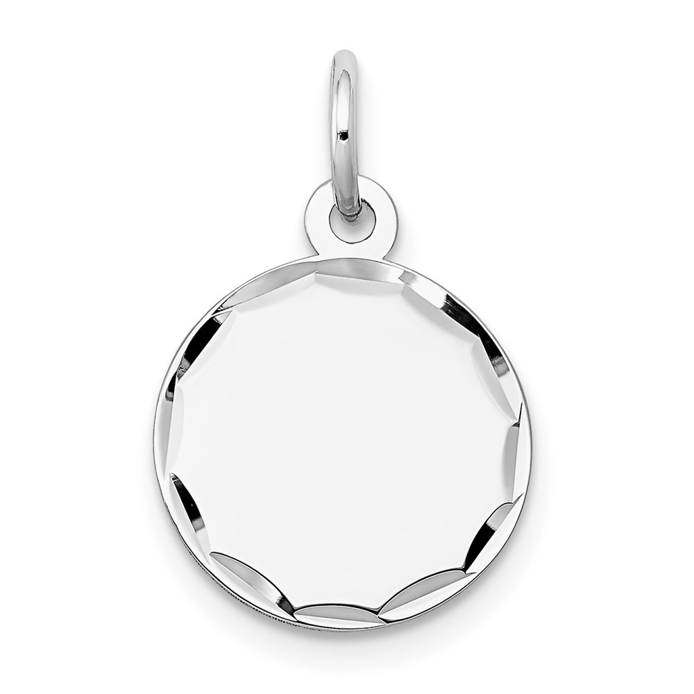 XWM616_18.jpg 14k White Gold Etched Edge .009 Gauge Engraveable Round 13mm Disc Charm - Image 1