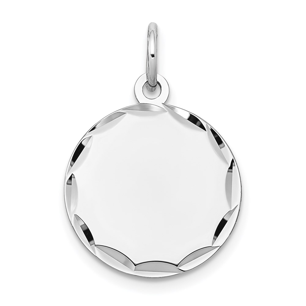 XWM617_18-1.jpg 14k White Gold Etched Edge .011 Gauge Engraveable Round 16mm Disc Charm - Image 1