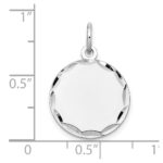 14k White Gold Etched Edge .027 Gauge Engraveable Round 16mm Disc Charm - Image 2