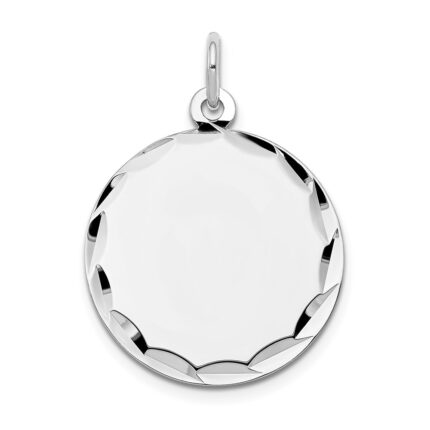 14k White Gold Etched Edge .011 Gauge Engraveable Round 19mm Disc Charm