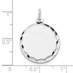 14k White Gold Etched Edge .035 Gauge Engraveable Round 19mm Disc Charm - Image 4