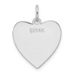 14k White Gold Plain .013 Gauge Engravable Heart 17.16.5mm Disc Charm - Image 3