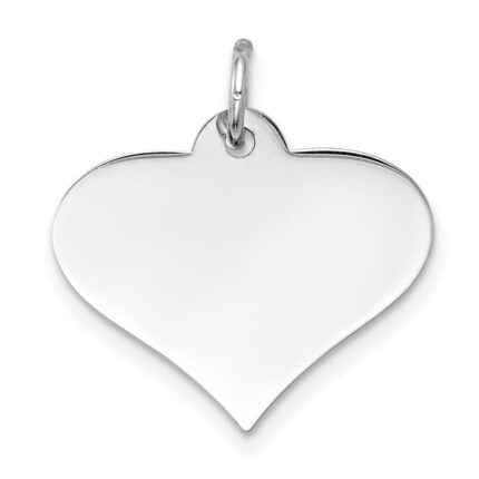 14k White Gold Plain .013 Gauge Engraveable Heart 16x18mm Disc Charm
