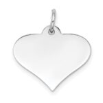 14k White Gold Plain .011 Gauge Engraveable Heart 18x19mm Disc Charm