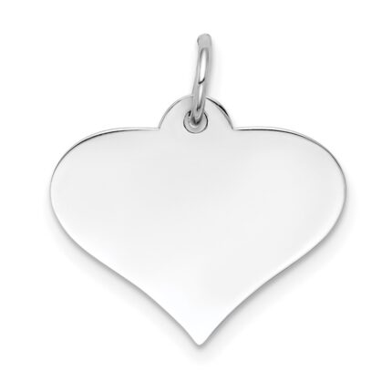 14k White Gold Plain .018 Gauge Engraveable Heart 18x19mm Disc Charm