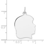 14k White Gold Plain Large.018 Depth Facing Right Engravable Girl Charm - Image 4