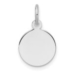 14k White Gold Plain .011 Gauge Round Engravable 10.6mm Disc Charm
