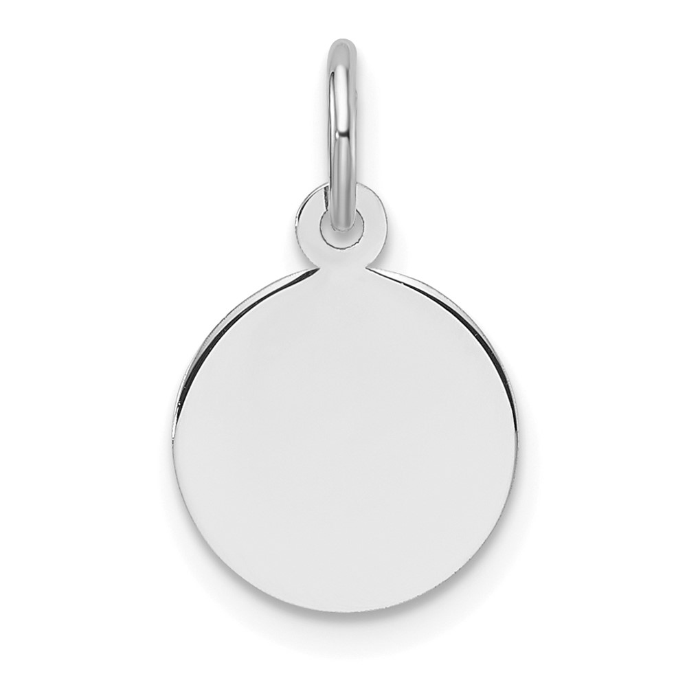 XWM674-1.jpg 14k White Gold Plain .011 Gauge Round Engravable 10.6mm Disc Charm - Image 1