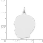 14k White Gold Plain Large.013 Depth Facing Left Engravable Boy Charm - Image 3