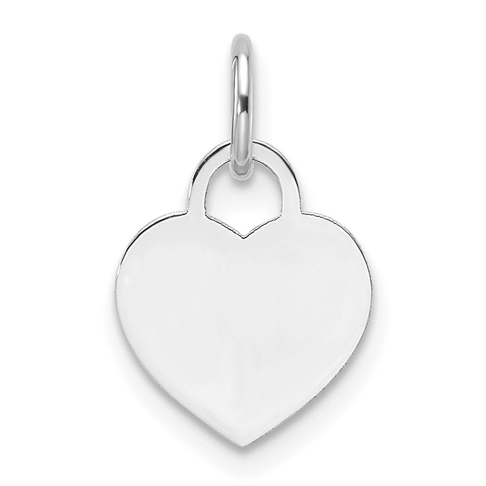 XWM689-1.jpg 14k White Gold Plain .013 Gauge Engravable Heart 9.5x10mm Disc Charm - Image 1