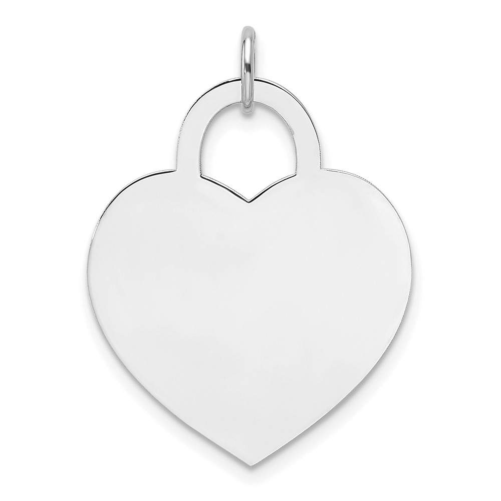 XWM690-5.jpg 14k White Gold Plain .035 Gauge Engravable Heart 20.4x21.3mm Disc Charm - Image 1