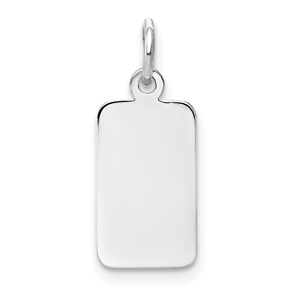 XWM95_18-1.jpg 14k White Gold Plain .011 Gauge Rectangular Engravable 17x8mm Disc Charm - Image 1