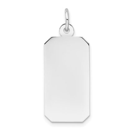 14k White Gold Plain .018 Gauge Rectangular Engravable 26x12mm Disc Charm
