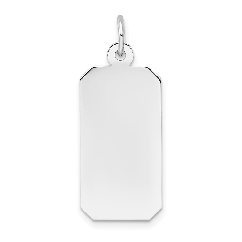 XWM98_18-4.jpg 14k White Gold Plain .027 Gauge Rectangular Engravable 26x12mm Disc Charm - Image 1