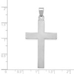 14k White Gold Florentine Satin Cross Pendant - Image 3