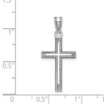 14k White Gold Solid Laser Etched Cross Pendant - Image 3
