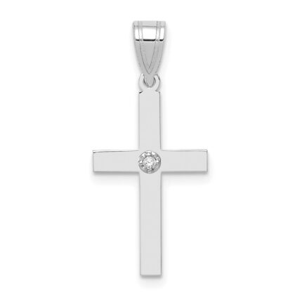 14k White Gold .01 carat Diamond Cross Pendant