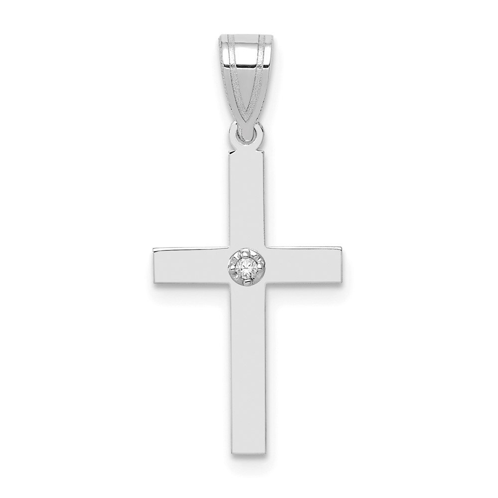 XWR37.jpg 14k White Gold .01 carat Diamond Cross Pendant - Image 1