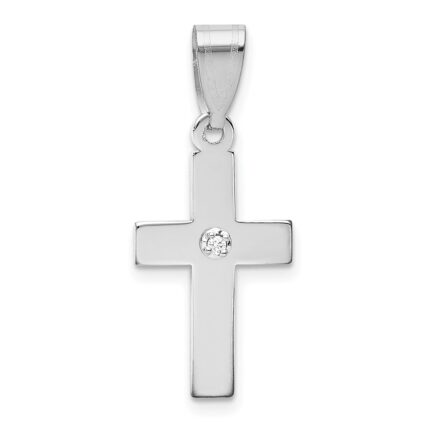 14k White Gold .01 carat Diamond Cross Pendant