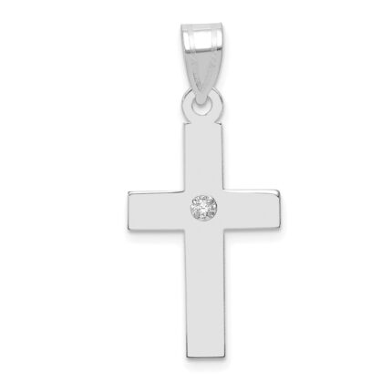 14k White Gold .02 carat Diamond Cross Pendant