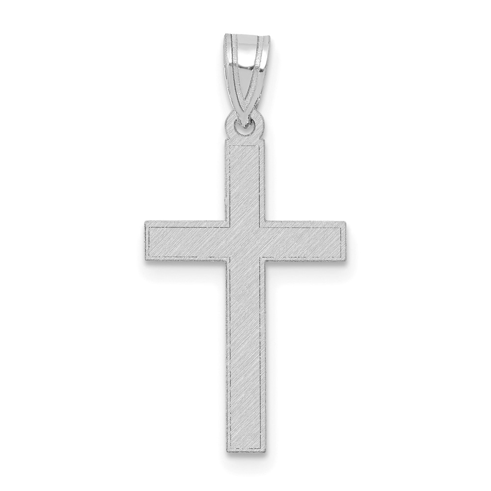 XWR9.jpg 14k White Gold Florentine Satin Cross Pendant - Image 1