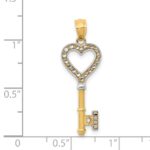 14K and White Rhodium Polished Heart Key Charm - Image 3